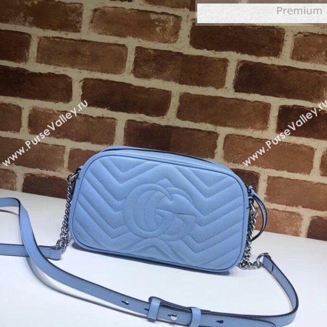 Gucci GG Marmont Matelassé Small Shoulder Bag 447632 Pastel Blue 2020 (DLH-20051148)