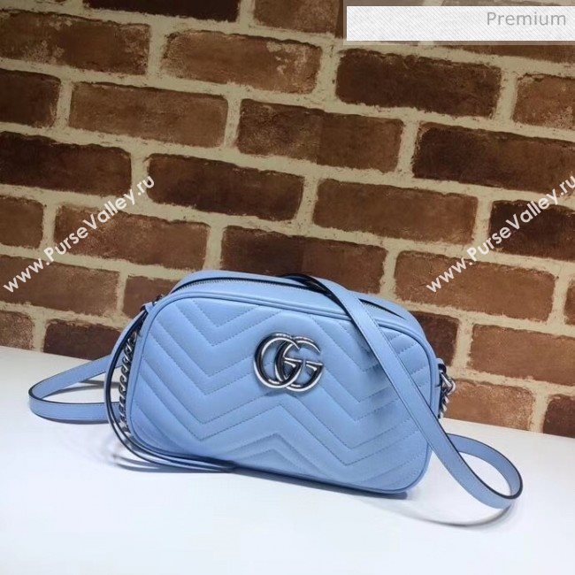 Gucci GG Marmont Matelassé Small Shoulder Bag 447632 Pastel Blue 2020 (DLH-20051148)