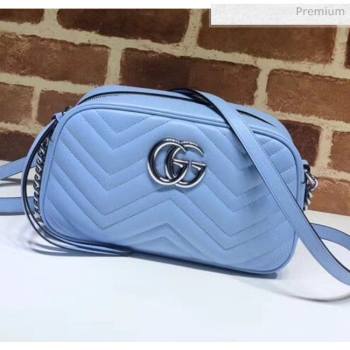 Gucci GG Marmont Matelassé Small Shoulder Bag 447632 Pastel Blue 2020 (DLH-20051148)