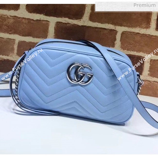 Gucci GG Marmont Matelassé Small Shoulder Bag 447632 Pastel Blue 2020 (DLH-20051148)
