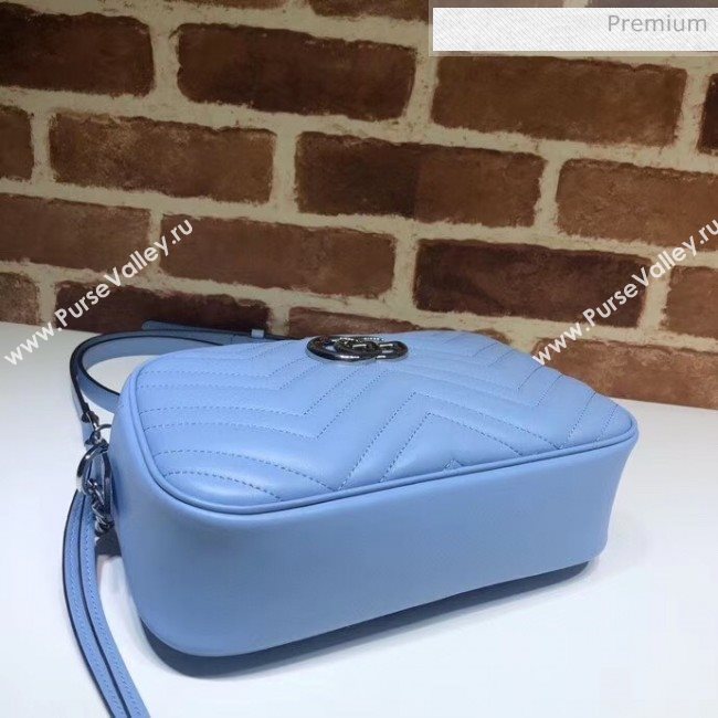 Gucci GG Marmont Matelassé Small Shoulder Bag 447632 Pastel Blue 2020 (DLH-20051148)