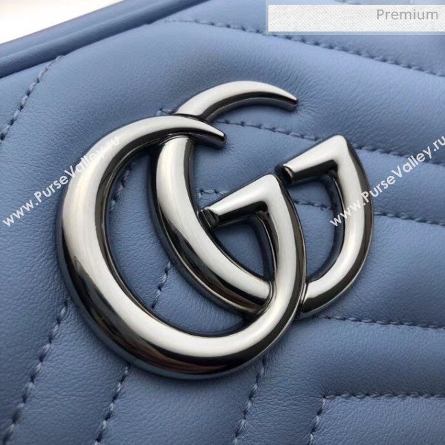 Gucci GG Marmont Matelassé Small Shoulder Bag 447632 Pastel Blue 2020 (DLH-20051148)