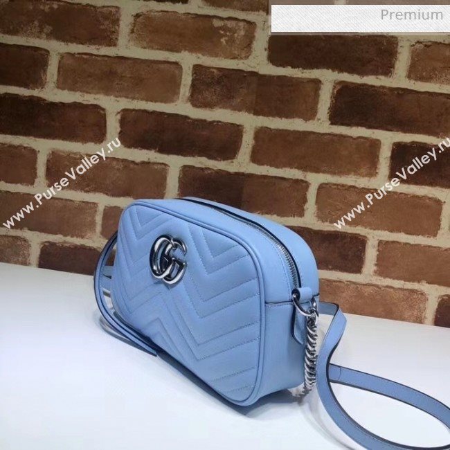 Gucci GG Marmont Matelassé Small Shoulder Bag 447632 Pastel Blue 2020 (DLH-20051148)