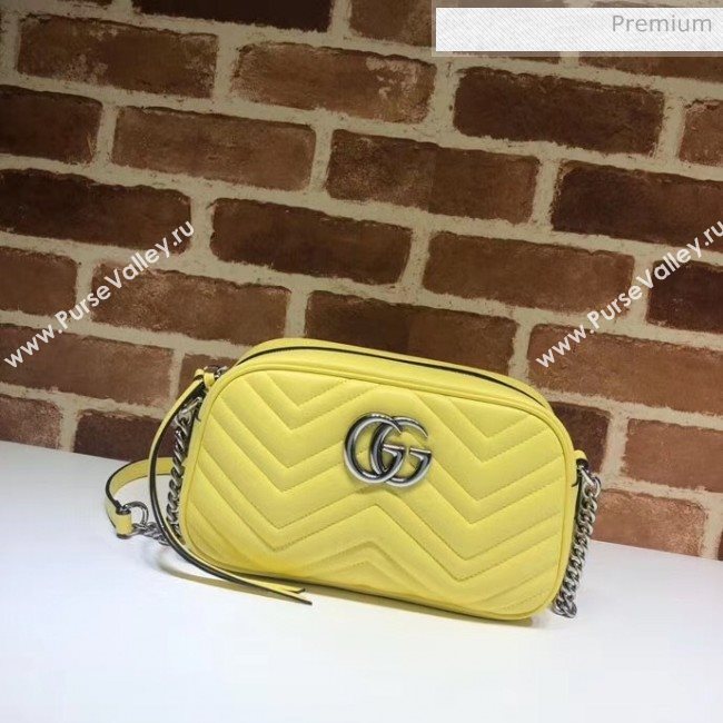 Gucci GG Marmont Matelassé Small Shoulder Bag 447632 Pastel Yellow 2020 (DLH-20051149)