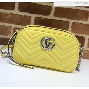 Gucci GG Marmont Matelassé Small Shoulder Bag 447632 Pastel Yellow 2020 (DLH-20051149)