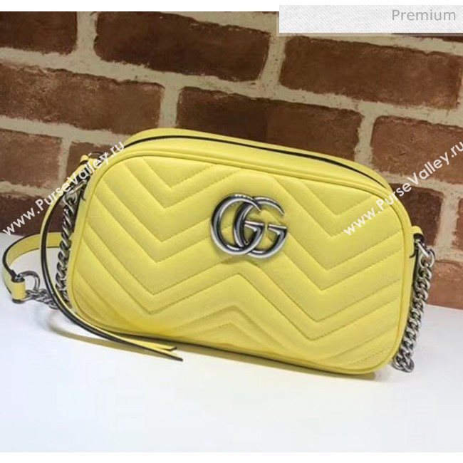 Gucci GG Marmont Matelassé Small Shoulder Bag 447632 Pastel Yellow 2020 (DLH-20051149)