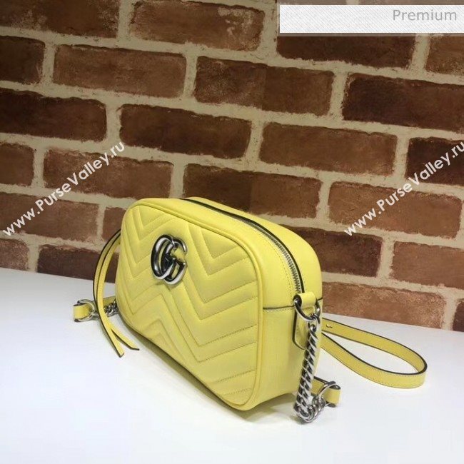 Gucci GG Marmont Matelassé Small Shoulder Bag 447632 Pastel Yellow 2020 (DLH-20051149)