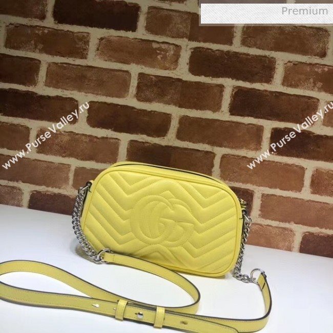 Gucci GG Marmont Matelassé Small Shoulder Bag 447632 Pastel Yellow 2020 (DLH-20051149)