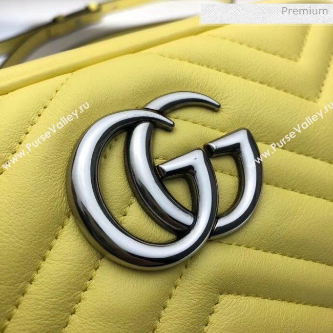 Gucci GG Marmont Matelassé Small Shoulder Bag 447632 Pastel Yellow 2020 (DLH-20051149)