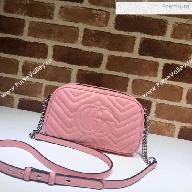 Gucci GG Marmont Matelassé Small Shoulder Bag 447632 Pastel Pink 2020 (DLH-20051150)