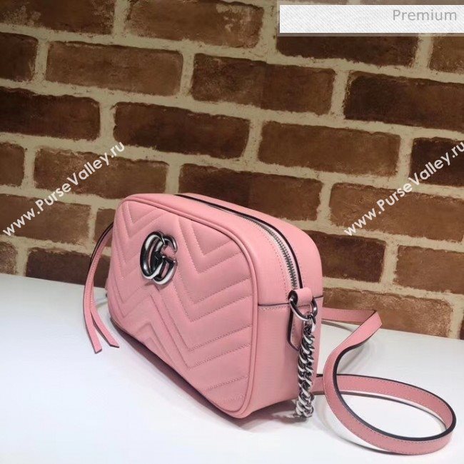 Gucci GG Marmont Matelassé Small Shoulder Bag 447632 Pastel Pink 2020 (DLH-20051150)