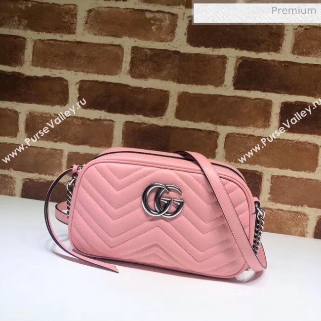 Gucci GG Marmont Matelassé Small Shoulder Bag 447632 Pastel Pink 2020 (DLH-20051150)