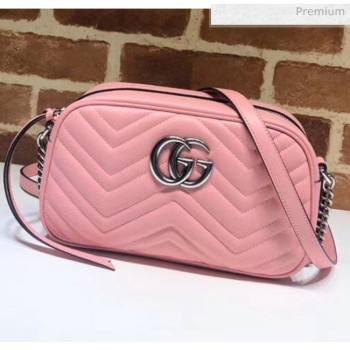 Gucci GG Marmont Matelassé Small Shoulder Bag 447632 Pastel Pink 2020 (DLH-20051150)