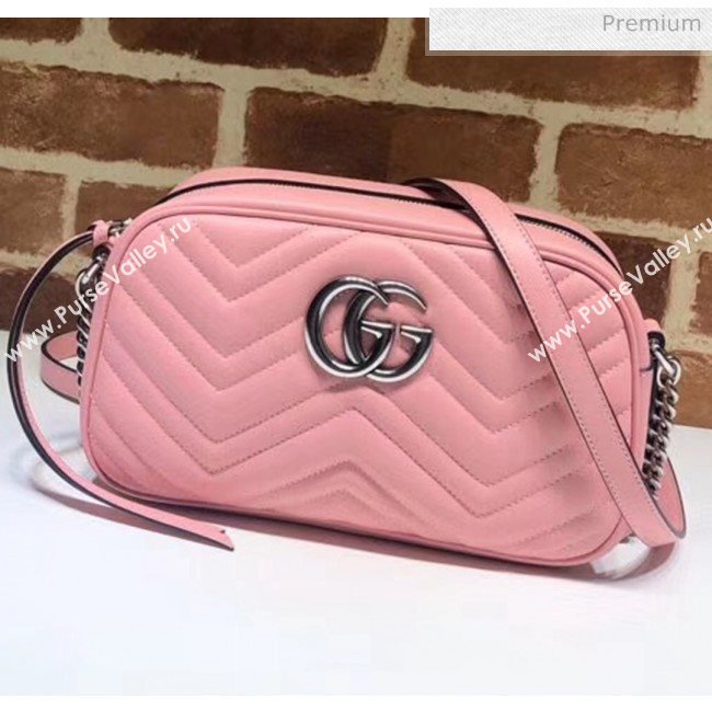 Gucci GG Marmont Matelassé Small Shoulder Bag 447632 Pastel Pink 2020 (DLH-20051150)