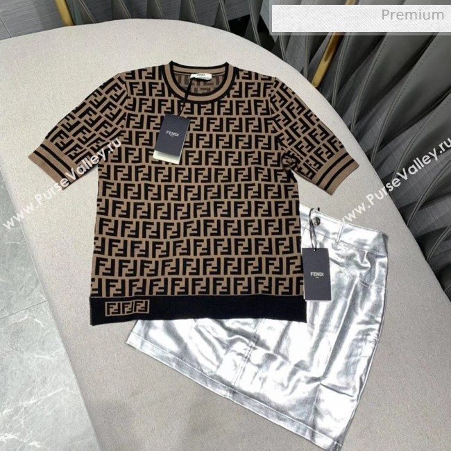 Fendi FF Knitted T-shirt F4 Brown 2020 (Q-20051228)