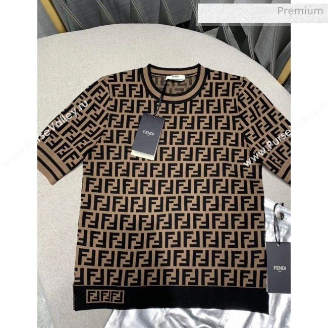 Fendi FF Knitted T-shirt F4 Brown 2020 (Q-20051228)