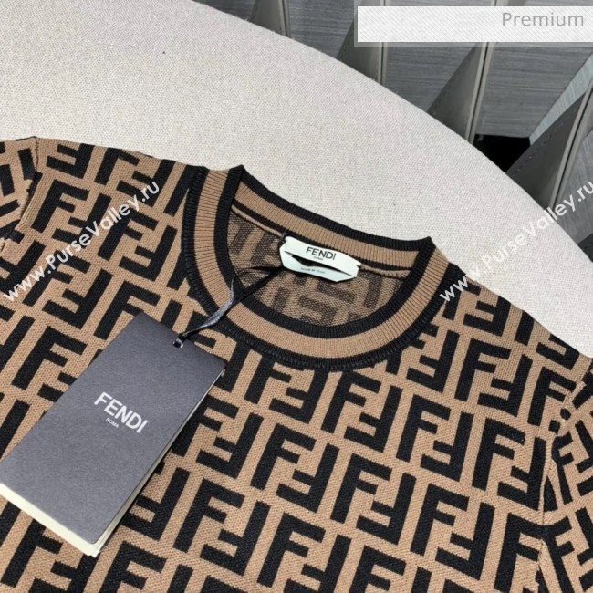 Fendi FF Knitted T-shirt F4 Brown 2020 (Q-20051228)