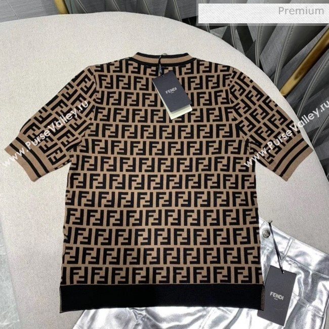 Fendi FF Knitted T-shirt F4 Brown 2020 (Q-20051228)