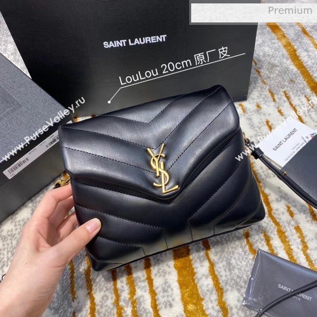 Saint Laurent LOULOU TOY Bag IN MATELASSÉ "Y" Leather 467072 Black/Gold 2020(Top Quality) (JD-20051313)