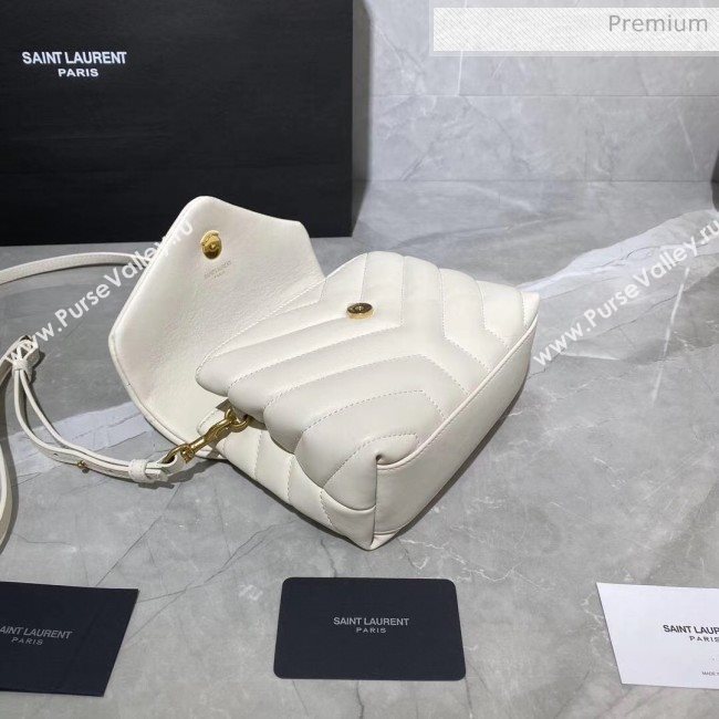 Saint Laurent LOULOU TOY Bag IN MATELASSÉ "Y" Leather 467072 White 2020 (MH-20051315)