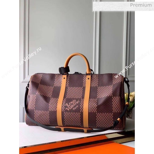 Louis Vuitton x Nigo Damier Monogram Canvas Keepall 50 Bag M49982 2020 (K-20051330)