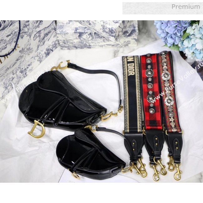 Dior Mini Saddle Bag in Patent Calfskin Black 2020 (XXG-20051334)