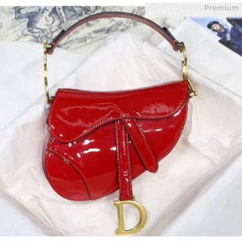 Dior Mini Saddle Bag in Patent Calfskin Red 2020 (XXG-2005136)