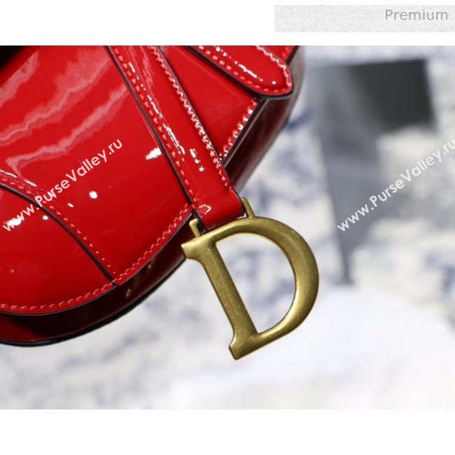Dior Mini Saddle Bag in Patent Calfskin Red 2020 (XXG-2005136)