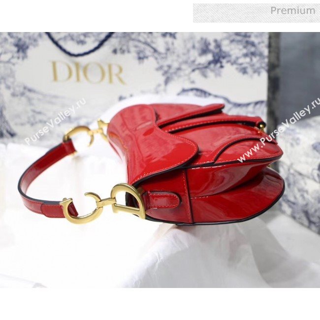 Dior Mini Saddle Bag in Patent Calfskin Red 2020 (XXG-2005136)