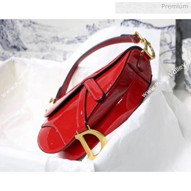 Dior Mini Saddle Bag in Patent Calfskin Red 2020 (XXG-2005136)