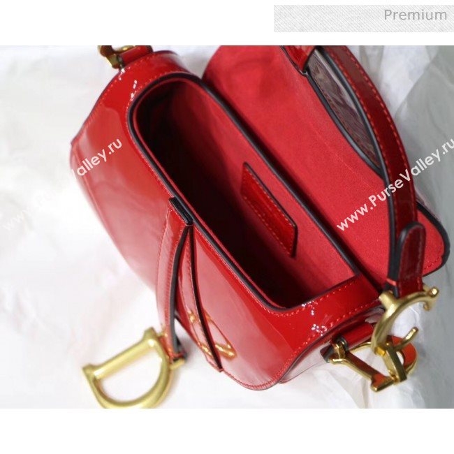 Dior Mini Saddle Bag in Patent Calfskin Red 2020 (XXG-2005136)
