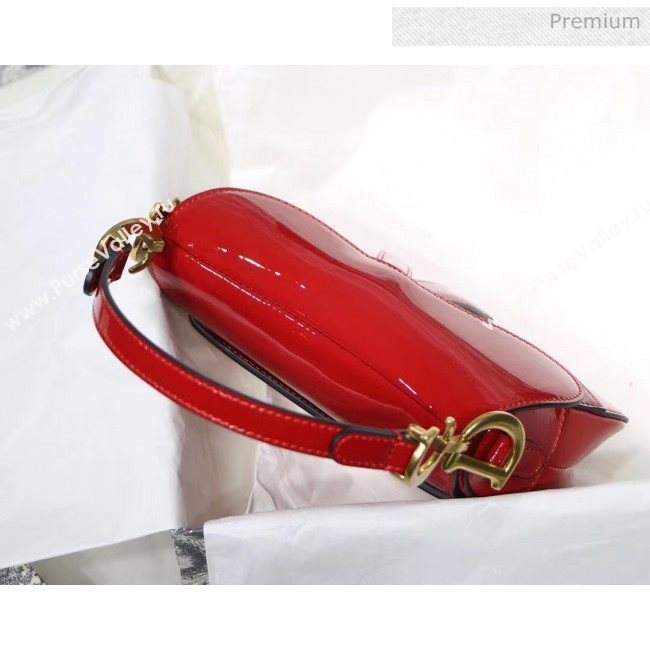 Dior Mini Saddle Bag in Patent Calfskin Red 2020 (XXG-2005136)
