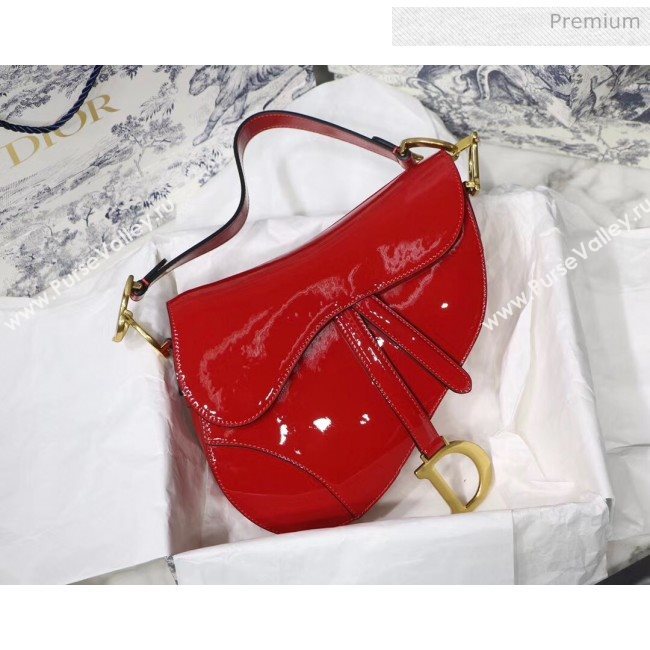 Dior Saddle Bag in Patent Calfskin Red 2020 (XXG-20051337)