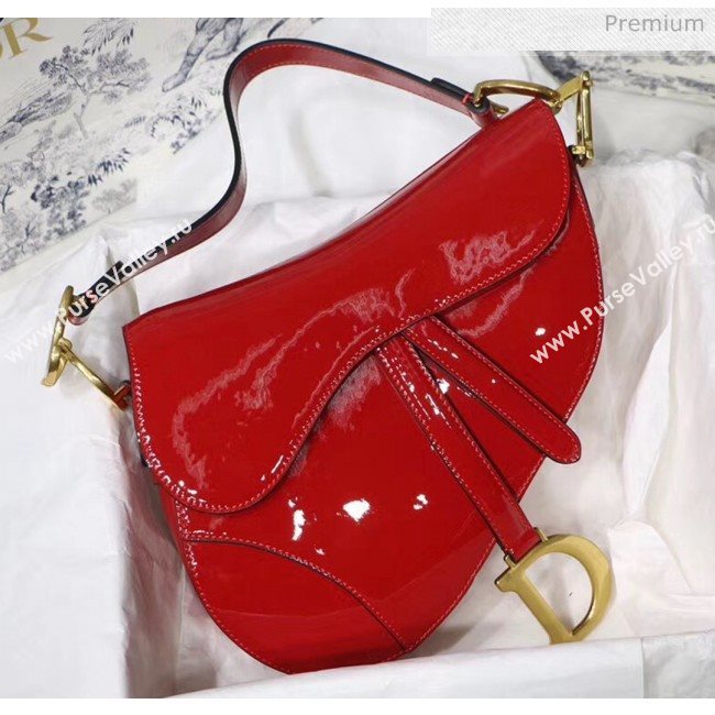 Dior Saddle Bag in Patent Calfskin Red 2020 (XXG-20051337)