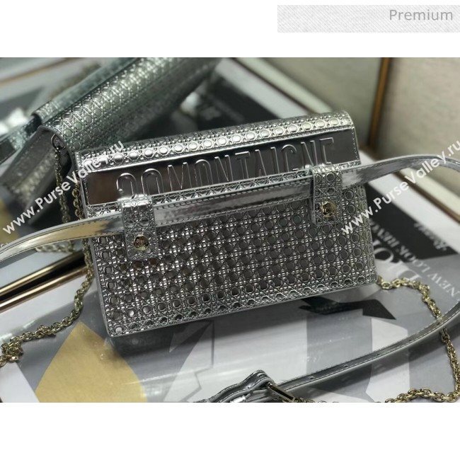Dior 30 Montaigne Metallic Calfskin 2-in-1 Pouch With Micro-cannage Motif Silver 2020 (XXG-20051338)