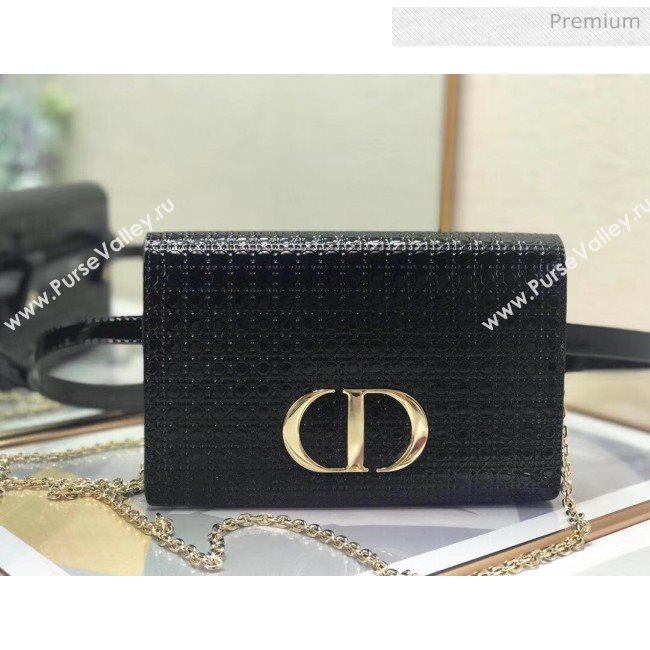 Dior 30 Montaigne Metallic Calfskin 2-in-1 Pouch With Micro-cannage Motif Black 2020 (XXG-20051339)