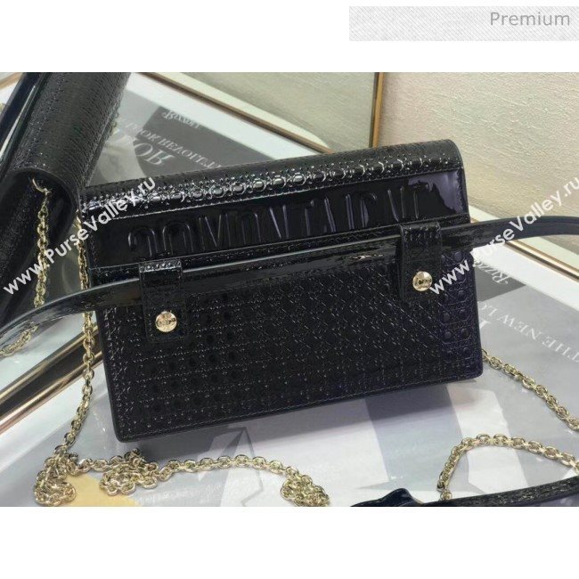 Dior 30 Montaigne Metallic Calfskin 2-in-1 Pouch With Micro-cannage Motif Black 2020 (XXG-20051339)