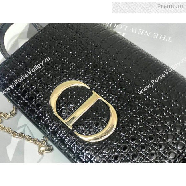 Dior 30 Montaigne Metallic Calfskin 2-in-1 Pouch With Micro-cannage Motif Black 2020 (XXG-20051339)