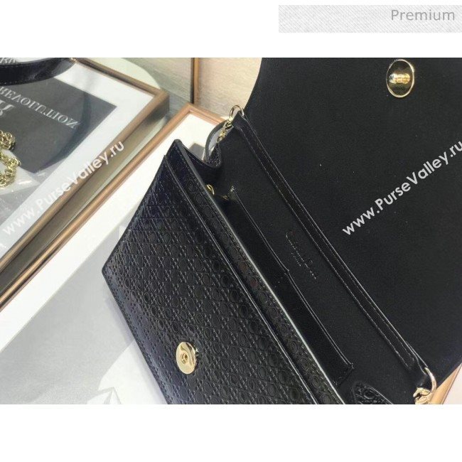 Dior 30 Montaigne Metallic Calfskin 2-in-1 Pouch With Micro-cannage Motif Black 2020 (XXG-20051339)