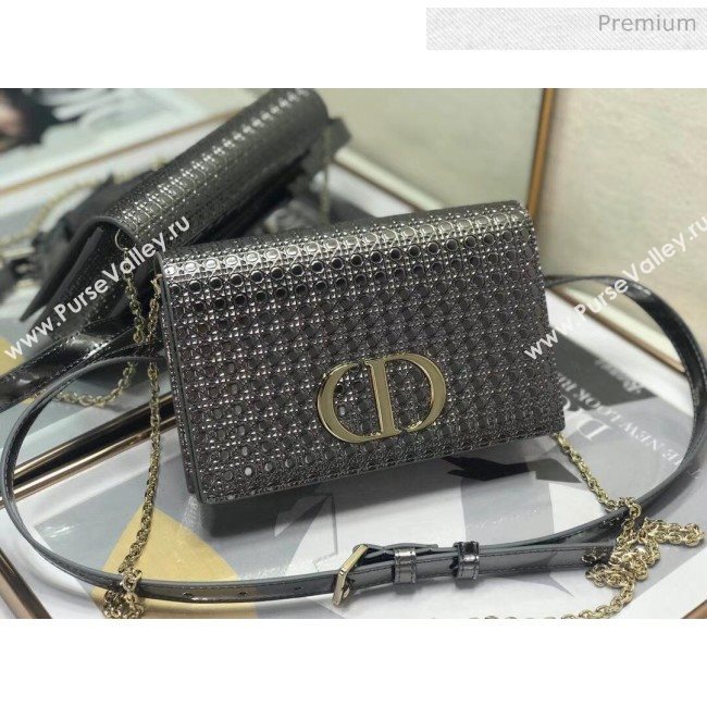 Dior 30 Montaigne Metallic Calfskin 2-in-1 Pouch With Micro-cannage Motif Grey 2020 (XXG-20051340)