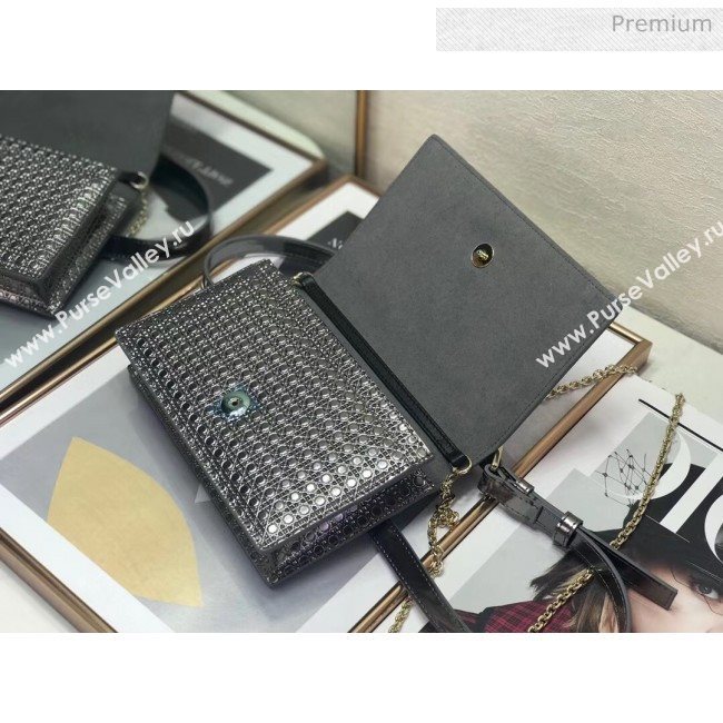 Dior 30 Montaigne Metallic Calfskin 2-in-1 Pouch With Micro-cannage Motif Grey 2020 (XXG-20051340)