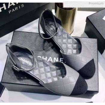 Chanel Mary Janes Ballerina G36048 in Calfskin & Grosgrain Grey 2020 (JC-20051429)