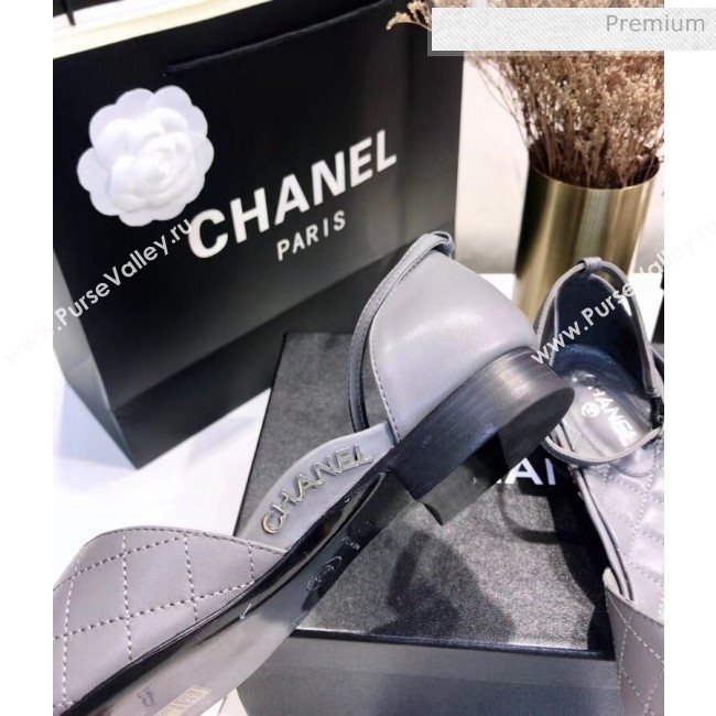 Chanel Mary Janes Ballerina G36048 in Calfskin & Grosgrain Grey 2020 (JC-20051429)