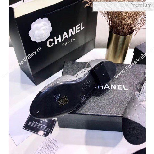 Chanel Mary Janes Ballerina G36048 in Calfskin & Grosgrain Grey 2020 (JC-20051429)