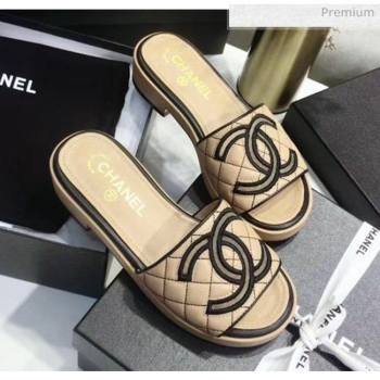 Chanel Quilting Lambskin Mules Sandals G35903 Apricot 2020 (JC-20051430)