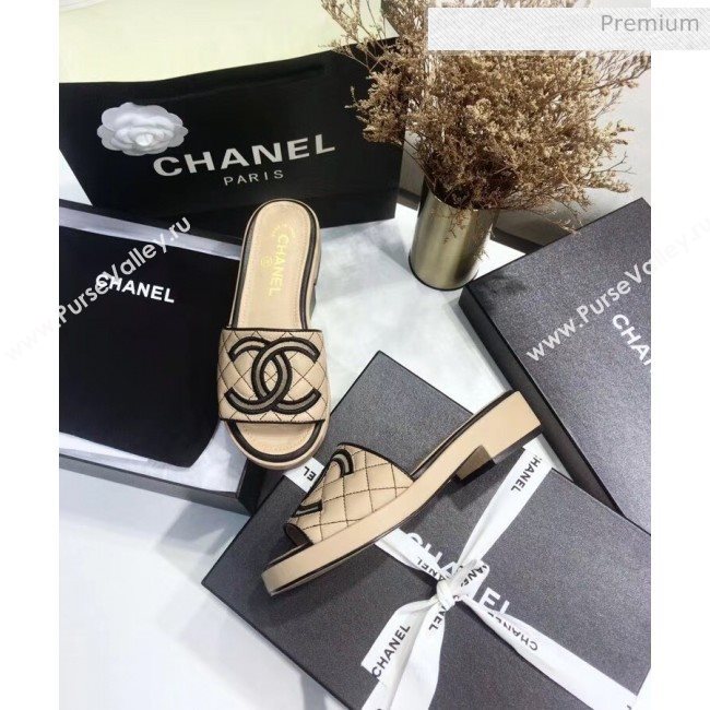Chanel Quilting Lambskin Mules Sandals G35903 Apricot 2020 (JC-20051430)