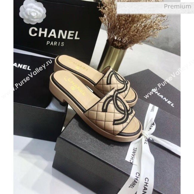 Chanel Quilting Lambskin Mules Sandals G35903 Apricot 2020 (JC-20051430)