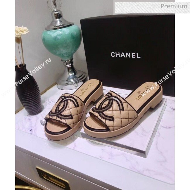 Chanel Quilting Lambskin Mules Sandals G35903 Apricot 2020 (JC-20051430)