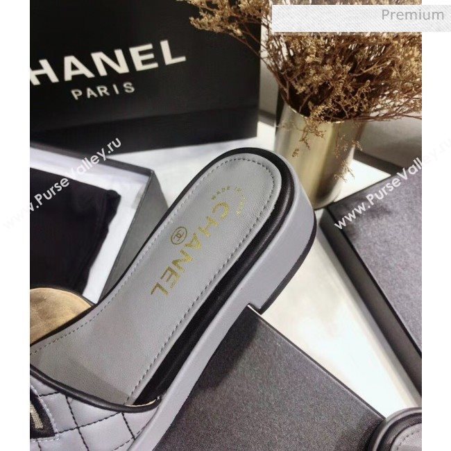 Chanel Quilting Lambskin Mules Sandals G35903 Grey 2020 (JC-20051432)