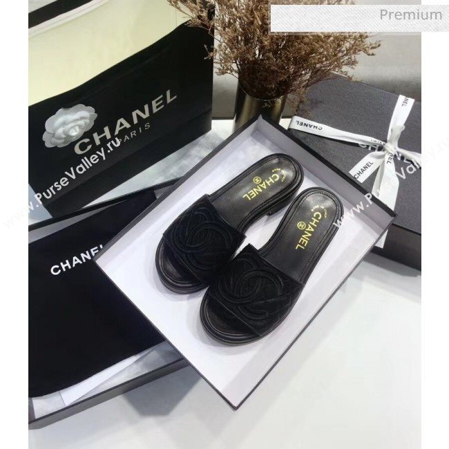 Chanel Quilting Lambskin Mules Sandals G35903 Black 2020 (JC-20051431)